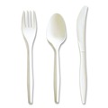  | Boardwalk BWK3COMBOKITPP 6.97 in. Plastic Mediumweight Fork/Knife/Spoon 3-Piece Cutlery Kit - White (250/Carton) image number 2