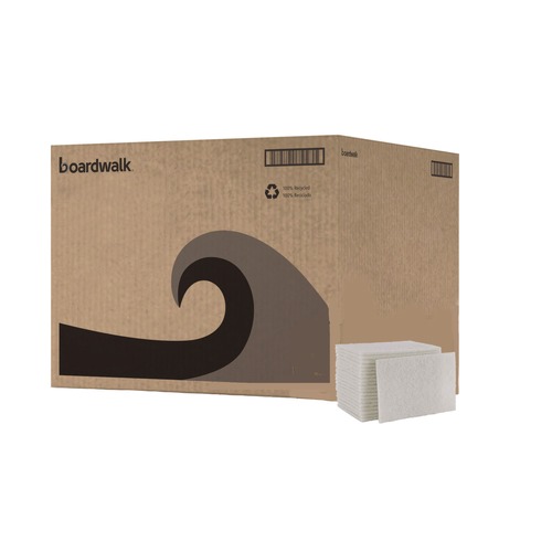  | Boardwalk 98BWK LD 6 in. x 9 in. Light Duty Scour Pad - White (20/Carton) image number 0