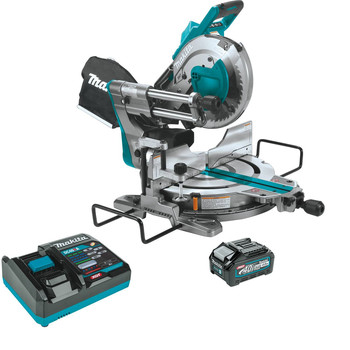 MITER SAWS | Makita 40V max XGT Brushless Lithium-Ion 10 in. Cordless AWS Capable Dual-Bevel Sliding Compound Miter Saw Kit (4 Ah) - GSL03M1