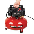Nail Gun Compressor Combo Kits | Porter-Cable C2002-US58 0.8 HP 6 Gallon Oil-Free Pancake Air Compressor and 22 Gauge 3/8 in. Upholstery Stapler Bundle image number 6