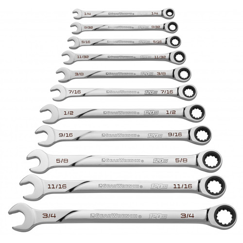 Combination Wrenches | GearWrench 86450 11-Piece 120XP Universal Spline XL Ratcheting Combination SAE Wrench Set image number 0