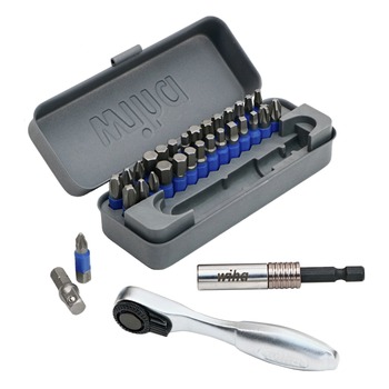 SOCKETS AND RATCHETS | Wiha Tools 32-Piece GoBox TerminatorBlue Impact Bit Set with Mini Ratchet - 76889