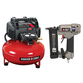 COMPRESSOR COMBO KITS | Porter-Cable 0.8 HP 6 Gallon Oil-Free Pancake Air Compressor and 23 Gauge 1-3/8 in. Pin Nailer Kit Bundle - C2002-PIN138