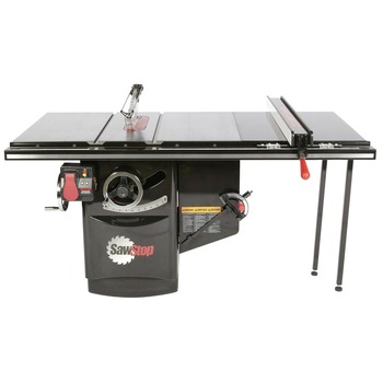 SawStop 230V 3 HP 1-Phase Cabinet Saw with 36 in. Industrial T-Glide Rip Fence, Rails and Extension Table - ICS31230-TGI236-SI