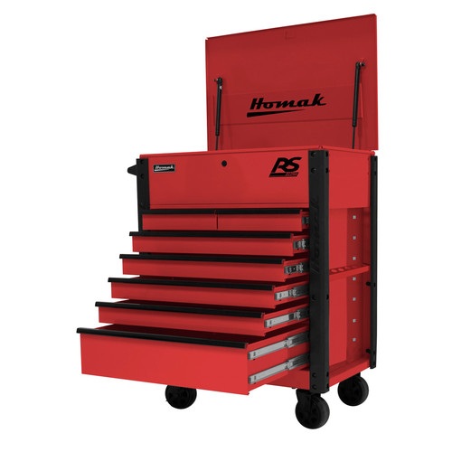 Tool Carts | Homak RD06035247 35 in. 7 Drawer Flip-Top Service Cart - Red image number 0