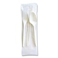  | Boardwalk BWK3COMBOKITPP 6.97 in. Plastic Mediumweight Fork/Knife/Spoon 3-Piece Cutlery Kit - White (250/Carton) image number 1