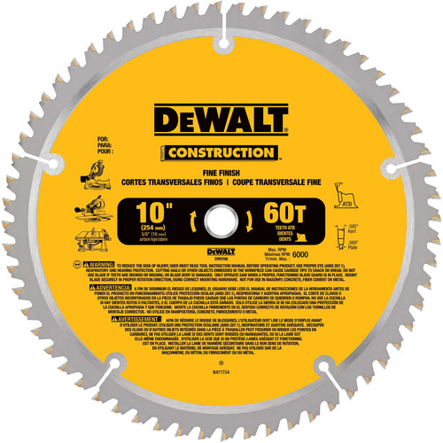 Dewalt DW3106 10 in. Construction Miter/ Table Saw Blade image number 0