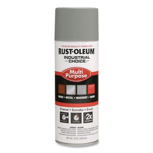 Paint | Rust-Oleum 1684830 Industrial Choice 1600 System 12 oz. Aerosol Can Multi-Purpose Enamel Spray Paint - Gloss Dove Gray (6/Carton) image number 0