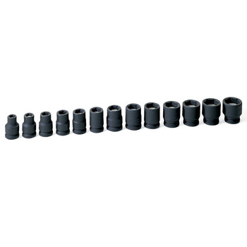 HAND TOOLS | Grey Pneumatic 13-Piece 3/8 in. Drive 6-Point Metric Magnetic Impact Socket Set - 1213MG