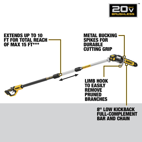 Dewalt DCPS620M1 20V MAX XR Cordless LithiumIon 4 Ah Pole Saw Kit