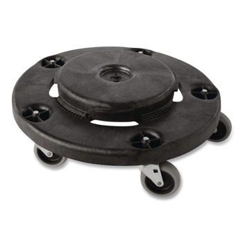 Rubbermaid Commercial 18 in. x 6.63 in. 250 lbs. Capacity Brute Round Twist On/Off Dolly - Black - FG264000BLA