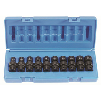 HAND TOOLS | Grey Pneumatic 1210UMSD 10-Piece 3/8 in. Drive Semi-Deep Metric Universal Socket Set