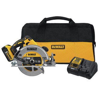 Dewalt 20V MAX XR Brushless 7-1/4 in. Cordless Circular Saw Kit with (1) 5Ah Battery and Charger - DCS570P1