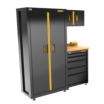 CABINETS | Dewalt 4-Piece 63 in. Welded Storage Suite with 5-Drawer Base Cabinet and Wood Top - DWST24201
