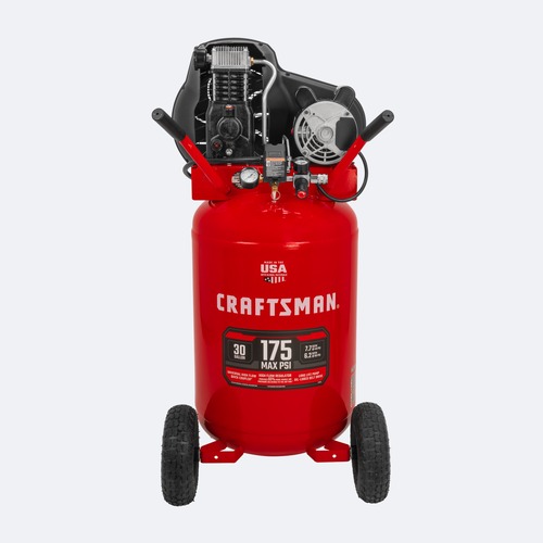 Air Compressors | Craftsman CMXECXM301.COM 15 Amp 2 HP 30-Gallon 175 PSI 6.2 SCFM 90 PSI Oil-Lubricated Portable Electric Vertical Corded Air Compressor image number 0