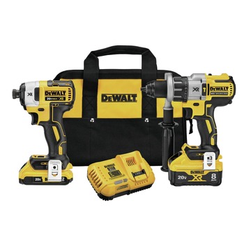 Factory Reconditioned Dewalt 20V MAX XR Brushless Lithium-Ion 1/2 in. Cordless Hammer Drill and 1/4 in. Impact Driver Combo Kit with 2 Batteries (2 Ah/8 Ah) - DCK299D1W1R
