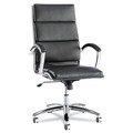 July Member-Exclusive Offer Save 10% off on One Item | Alera ALENR4119 Neratoli Series 17.32 in. to 21.25 in. Seat Height 275 lbs. Capacity High-Back Slim Profile Faux Leather Chair - Black Seat/Back, Chrome image number 1