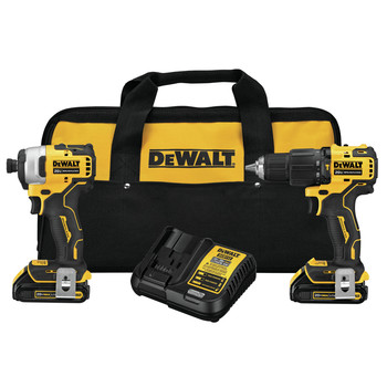 CLEARANCE | Dewalt 2-Tool Combo Kit - 20V MAX ATOMIC Brushless Cordless Hammer Drill Driver & Impact Driver Kit with (2) 1.3Ah Batteries - DCK279C2