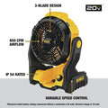 Jobsite Fans | Dewalt DCE512B 20V MAX Lithium-Ion 11 in. Cordless Jobsite Fan (Tool Only) image number 1