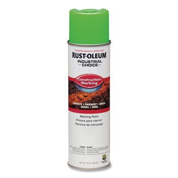 Rust-Oleum Industrial Choice 17 oz. Aerosol Can Water-Based Construction Marking Paint - Gloss Fluorescent Green (12/Carton) - 264700