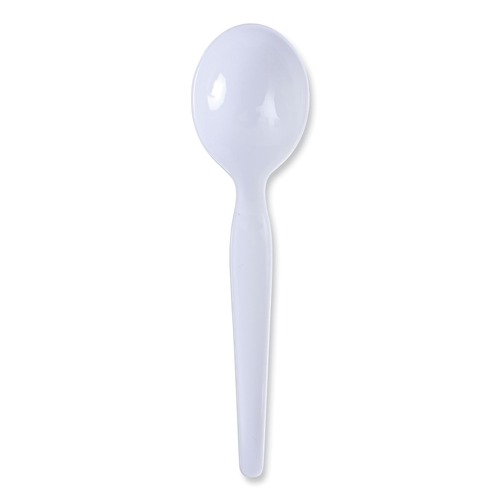  | Boardwalk BWKSOUPHWPSWH Heavyweight Polystyrene Soup Spoons - White (1000/Carton) image number 0