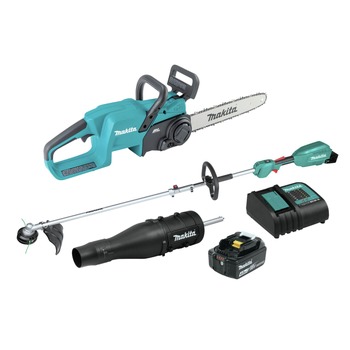 STRING TRIMMERS | Makita 18V LXT Brushless 14 in. Cordless Chain Saw and Couple Shaft Power Head Kit with 13 in. String Trimmer and Blower Attachments Bundle (4 Ah) - XUX02SM1X3XCU11Z