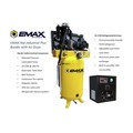 Stationary Air Compressors | EMAX ESP05V080I1PK E450 Series 5 HP 80 gal. Industrial Plus 2 Stage Pressure Lubricated Single Phase 19 CFM @100 PSI Patented SILENT Air Compressor with 30 CFM Air Dryer image number 8