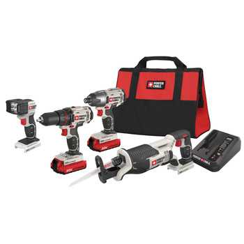 Factory Reconditioned Porter-Cable PCCK615L4R 20V MAX Cordless Lithium-Ion 4-Tool Compact Combo Kit