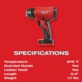 Heat Guns | Milwaukee 2688-20 M18 Compact Lithium-Ion 6.4 in. Cordless Heat Gun (Tool Only) image number 6