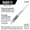 Reciprocating Saw Blades | Klein Tools 31716 (5/Pack) 6 in. 6 TPI Bi-Metal Reciprocating Saw Blade image number 2