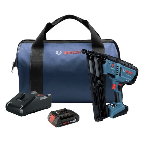 Finish Nailers | Factory Reconditioned Bosch GNH18V-15MAB12-RT 18V Lithium-Ion Brushless 15-Gauge Cordless Angled Finish Nailer Kit (2 Ah) image number 0