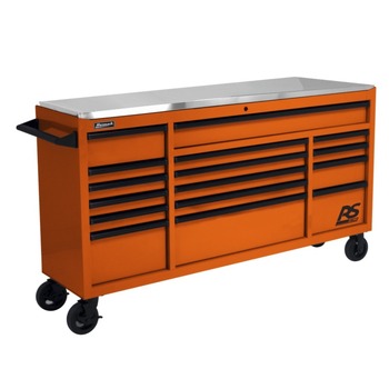Homak RS Pro 72 in. 16 Drawer Bottom with Stainless Steel Top - Orange - OG04072164