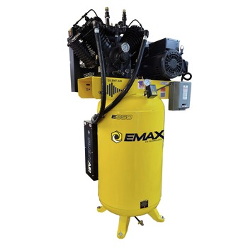 STATIONARY AIR COMPRESSORS | EMAX E350 Series 10 HP 80 gal. Industrial 2 Stage V4 Pressure Lubricated Single Phase 38 CFM @100 PSI Patented SILENT Air Compressor - ES10V080V1