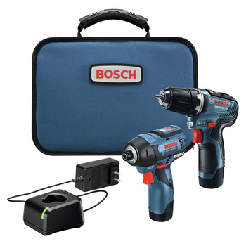 Factory Reconditioned Bosch GXL12V-220B22-RT 12V Max Brushless Lithium-Ion 3/8 in. Cordless Drill/Driver and 1/4 in. Hex Impact Driver Combo Kit with 2 Batteries (2 Ah)