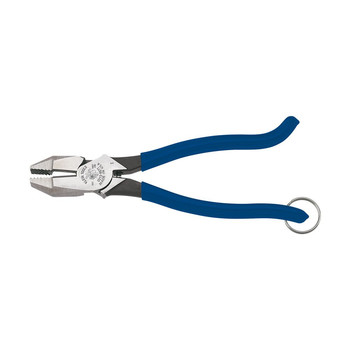 PLIERS | Klein Tools Ironworker Pliers with Heavy Duty Knurled Jaws, Induction Hardened Knives, and a Split Tether Ring - D213-9STT