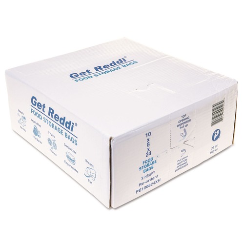  | Inteplast Group PB100824XH 22-Quart 1.2 mil. 10 in. x 24 in. Food Bags - Clear (500/Carton) image number 0