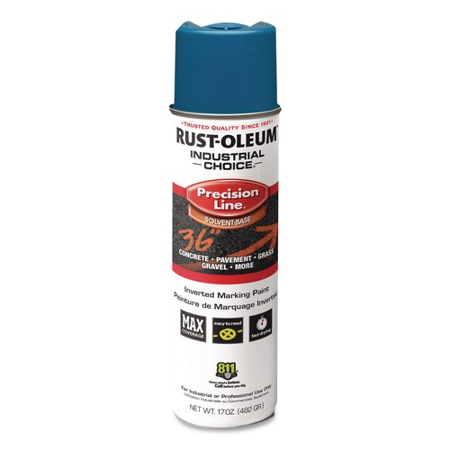 Paint | Rust-Oleum 203022V Industrial Choice M1600 System 17 oz. Aerosol Can Solvent-Based Precision Line Marking Paint - Flat Blue (12/Carton) image number 0