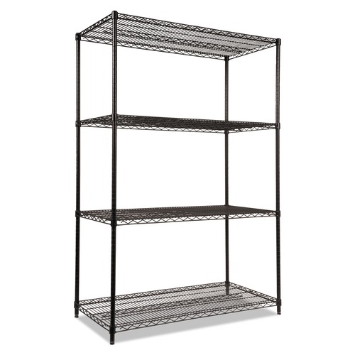 July Member-Exclusive Offer Save 10% off on One Item | Alera ALESW504824BL 48 in. x 24 in. x 72 in. NSF Certified Industrial Four-Shelf Wire Shelving Kit - Black image number 0
