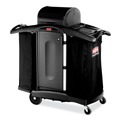 Customer Appreciation Sale! Save up to $60 on Select Tools | Rubbermaid Commercial FG9T7800BLA High-Security 2-Shelf Housekeeping Cart - Black/Silver image number 3