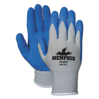 MCR Safety Memphis Flex Seamless Nylon Knit Gloves - Small, Blue/Gray (1-Dozen) - 96731S