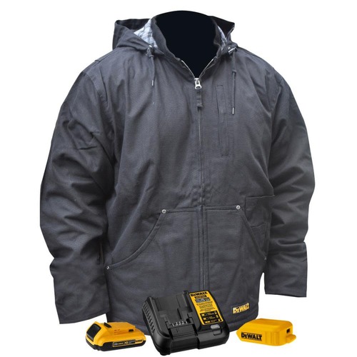 Heated Jackets | Dewalt DCHJ076ABD1-XL 20V MAX Lithium-Ion Heavy Duty Heated Work Jacket Kit - XL, Black (2 Ah) image number 0