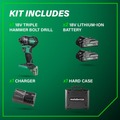 Impact Drivers | Metabo HPT WH18DCM 18V MultiVolt Lithium-Ion Brushless Cordless Triple Hammer BOLT Impact Driver Kit (2 Ah) image number 11