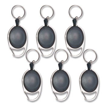 Advantus 30 in. Extension Carabiner-Style Retractable ID Card Reel - Smoke (6/Pack) - 75553