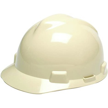 HARD HATS | MSA V-Gard Slotted Cap with Fas-Trac III Suspension - (Light Buff) - 495856