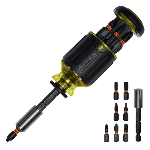 Screwdrivers | Klein Tools 32308 8-in-1 Multi-Bit Adjustable Magnetic Stubby Impact-Rated Screwdriver image number 0