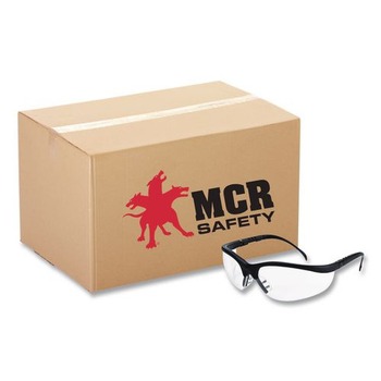 MCR Safety Klondike Safety Glasses - Matte Black Frame/Clear Lens (12/Box) - KD110
