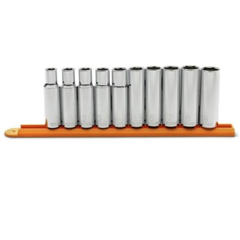GearWrench (10-Piece) 1/2 in. Drive 6-Point Deep Metric Socket Set - 80704