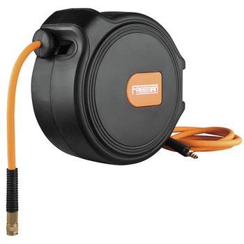 AIR HOSES AND REELS | Freeman 65 ft. Compact Retractable Air Hose Reel with 3/8 in. Hybrid Air Hose and 180-Degrees Swivel Wall Mount - P3865CHR