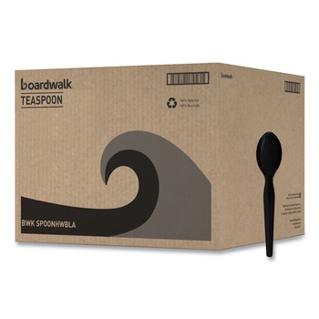 Boardwalk BWKSPOONHWBLA Heavyweight Polystyrene Teaspoon Cutlery - Black (1000/Carton)