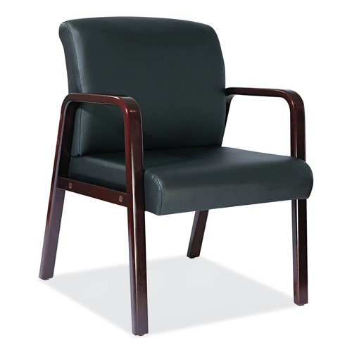 July Member-Exclusive Offer Save 10% off on One Item | Alera ALERL4319M Reception Lounge WL Series 24.21 in. x 24.8 in. x 32.67 in. Guest Chair - Black Seat/Back, Mahogany Base image number 0